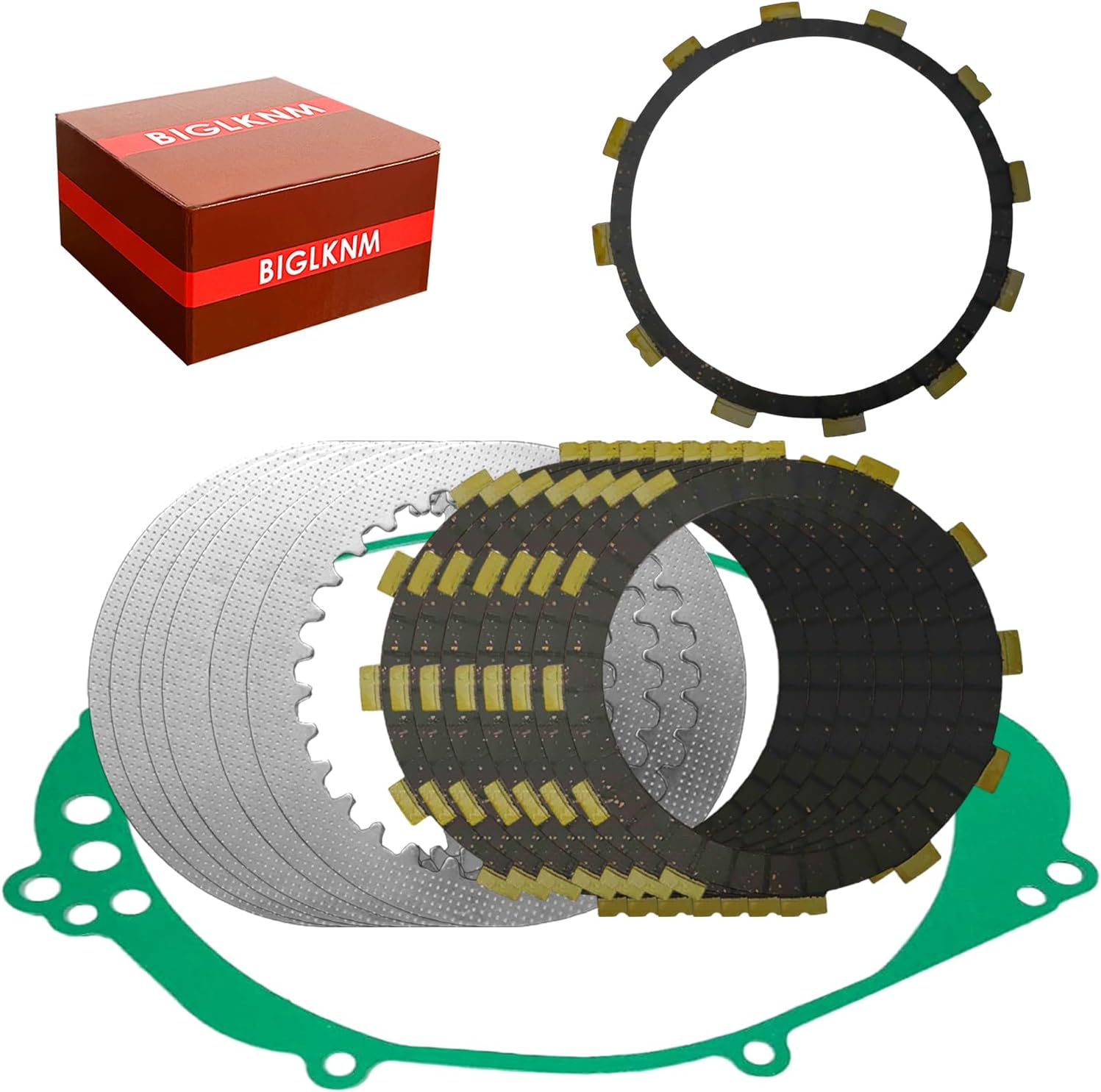Extra Plate Friction Steel Clutch Kit and Gasket Kit Compatible with Yamaha 1999-2003 R1 YZF-R1 YZFR1, Motorcycle Steel Clutch Friction Disc Plates Kit Replace 36Y-16331-00-00