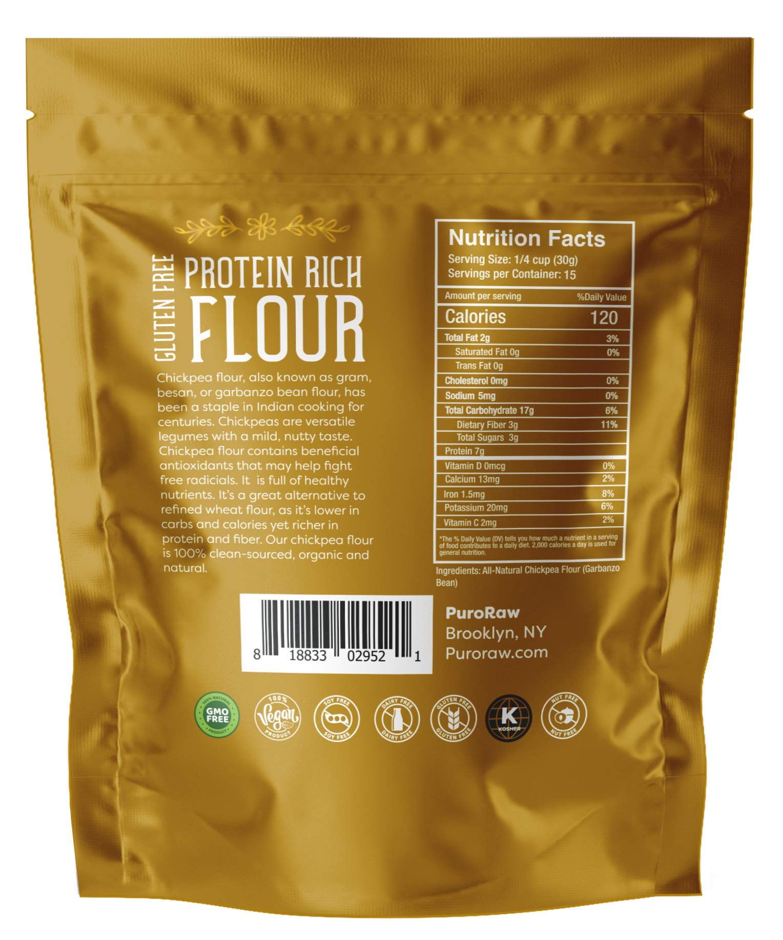 Chickpea Flour, 1lb, Garbanzo Bean Flour, Gluten Free Garbanzo Flour