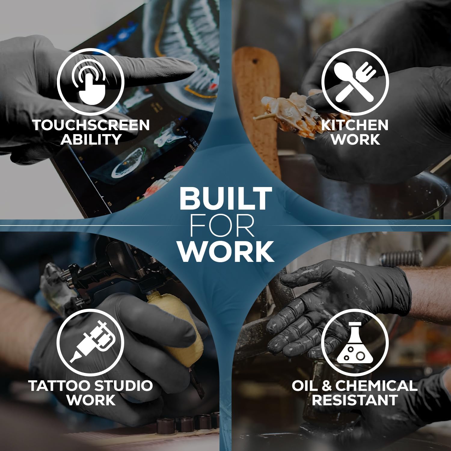 First Glove 6 Mil Volt Black Nitrile Bucket - Food Safe Cleaning Gloves, Household, Micro Textured, Latex-Free - 500 count