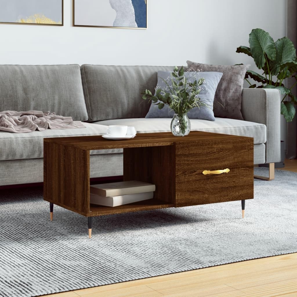 Table basse moderne chêne marron : la solution gain de place pour salon et chambre