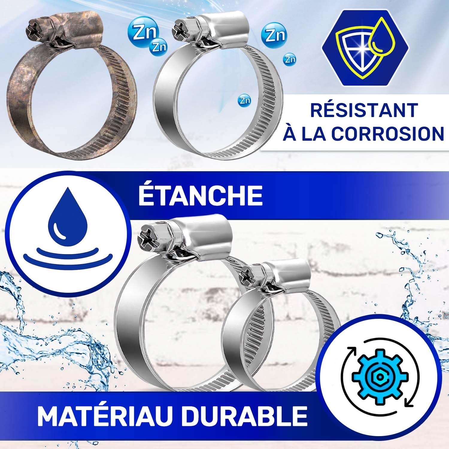 2 Colliers de Serrage Inox Largeur 9 millimètres Serrage Diamètre 10-16 mm AROZ | Leroy Merlin
