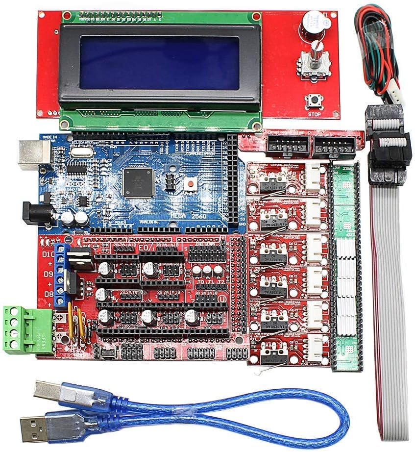 Eiechip® CNC 3D Printer Kit for Arduino Mega 2560 R3 + RAMPS 1.4 Controller + LCD 2004 + 6X Limit Switch Endstop + 5 A4988 Stepper Driver 3D Printer Interface & Driver Modules