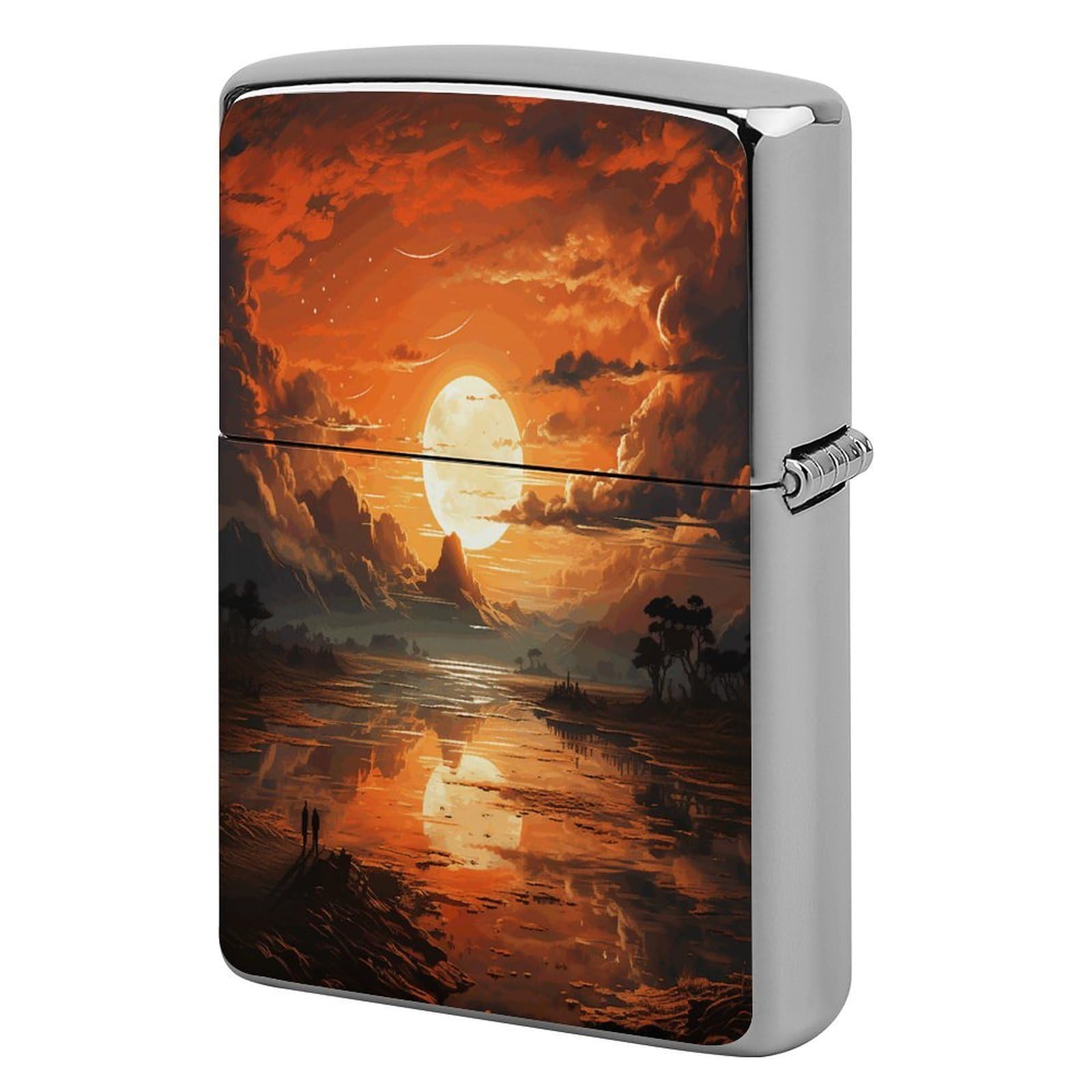 Fekiloot Style Orange Sky Lighter Case Cover Metal Lighter Case