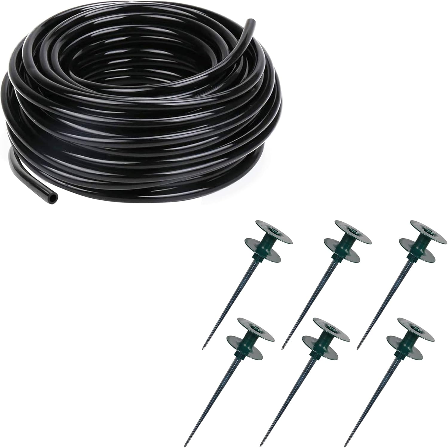Hourleey 50 FT Distribution Tubing + Garden Hose Guide Spike