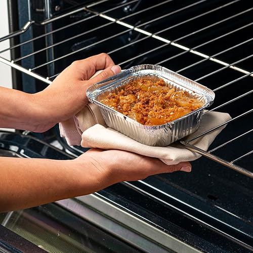 Miniatura 4 de Comfy Package [Caja de 400 sartenes desechables de papel de aluminio de 1 libra, bandejas desechables de 5 x 4 con tapas de plástico transparente,