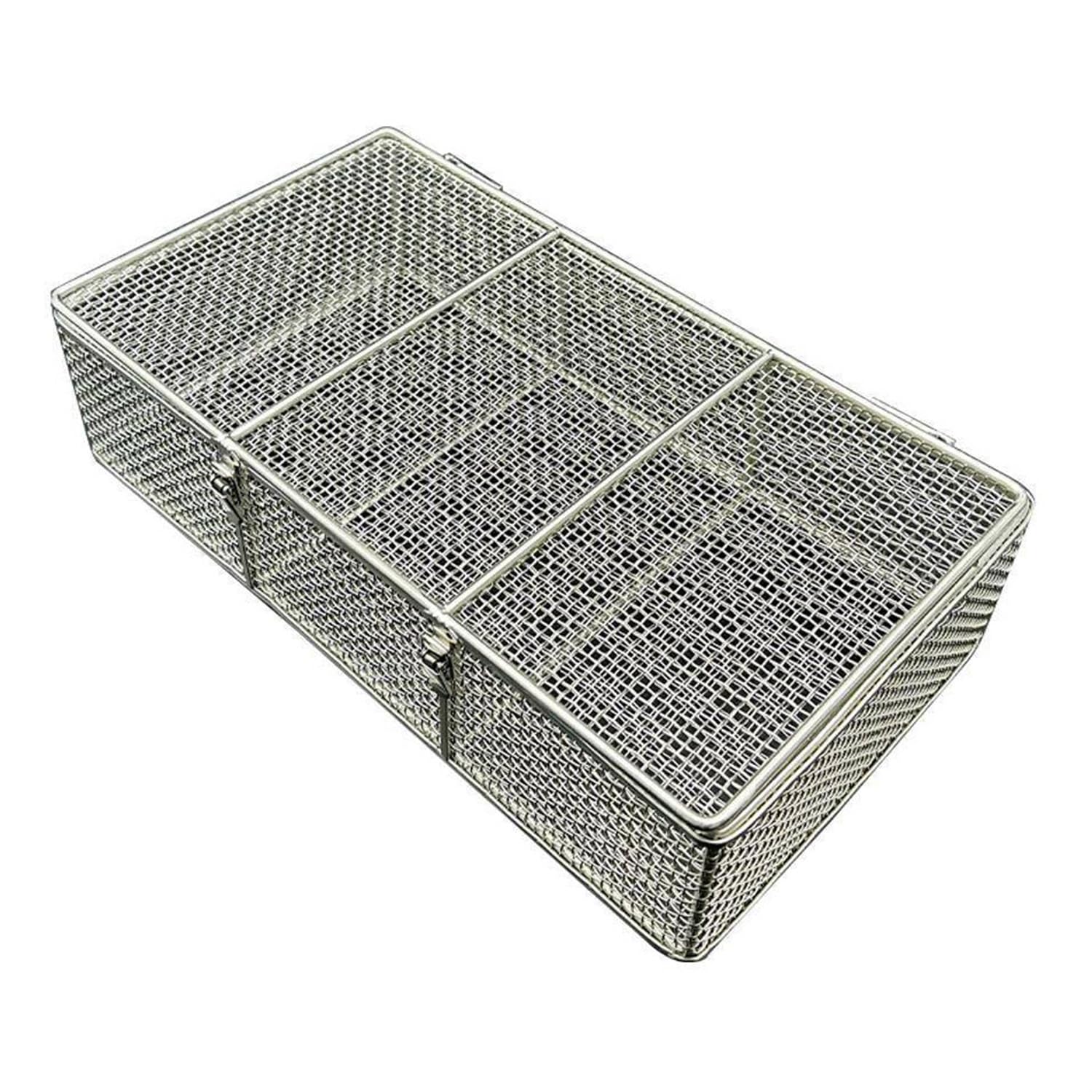 Medical 304 Desinfektionskorb aus Edelstahl, Wiederverwendbare Sterilisationskörbe mit Einziehbarem Griff und Deckel, für Chirurgische Medizinische Dentalinstrumente, WWFKWEMK, 40 * 25 * 10cm