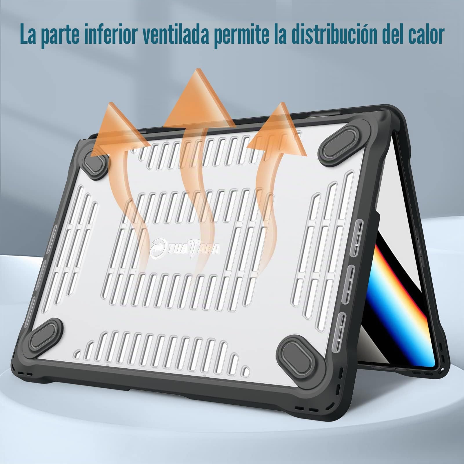 Fintie Funda para MacBook Pro de 14 Pulgadas (2026-2021) (M5 M4 M3 M2 M1)/A3426/A3427/A3434/A3112/A3401/A3185/A2992/A2918/A2779/A2442, Carcasa Dura a Prueba de Choques - Negro Translúcido