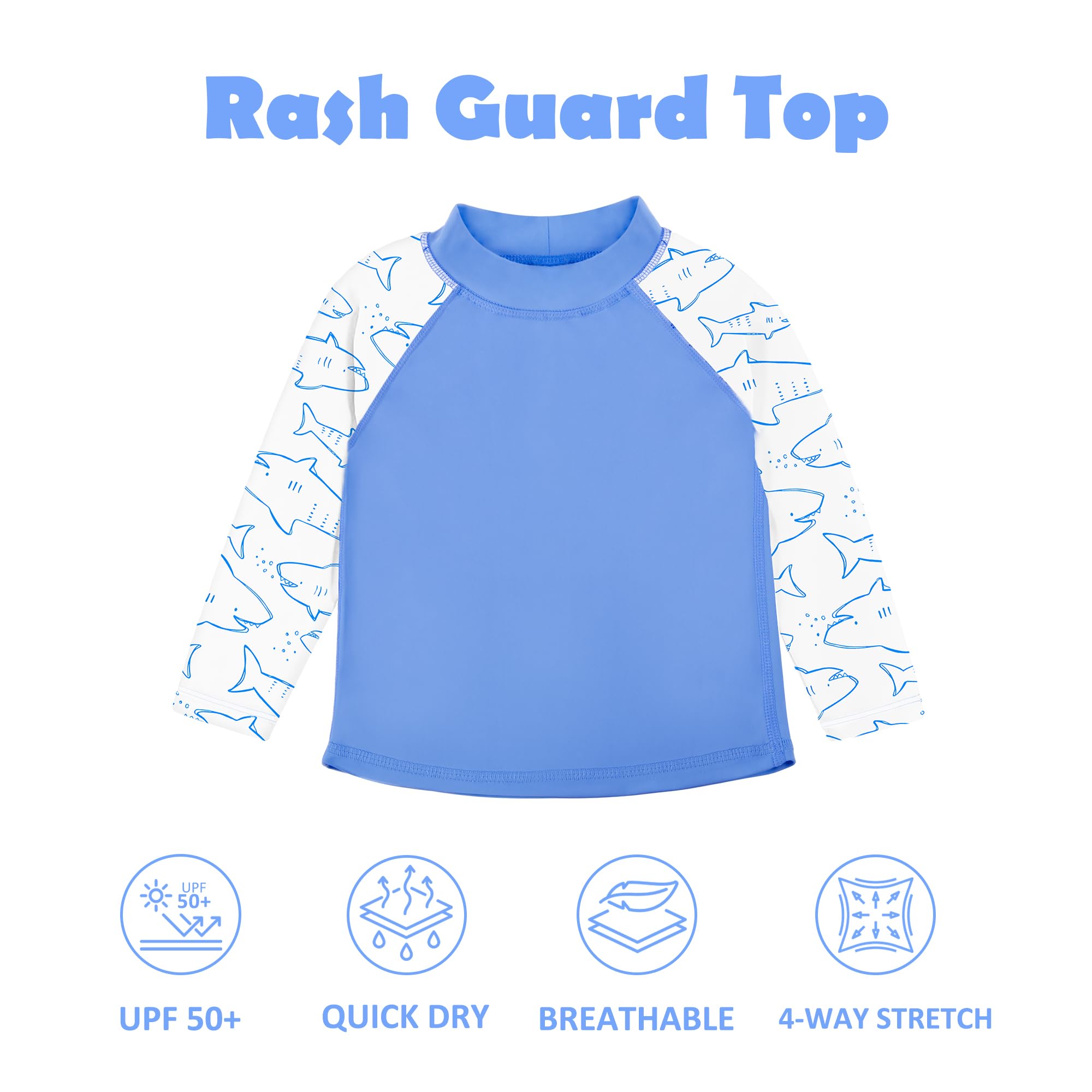 BIG ELEPHANT 2 Sets Rashguard-Schwimmwindel-Set für Unisex-Baby, langärmliger Badeanzug UPF 50+ mit UV Sonnenschutz