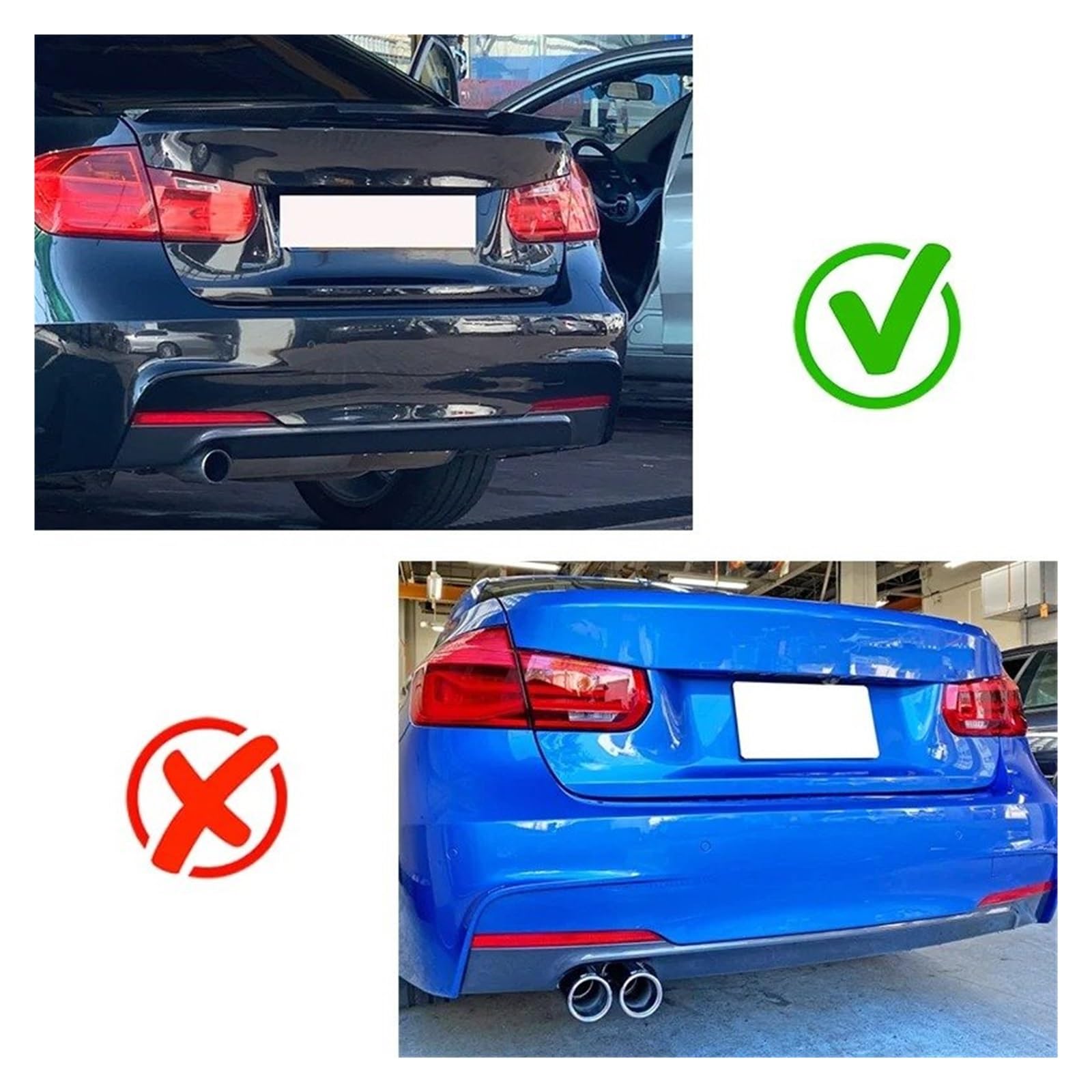Terminale Scarico Auto Doppio Terminale Scarico Per BMW F30 F31 320i 318i Look Sportivo Tubo Per Auto Punta Silenziatore Ugello Scarico In Acciaio Inossidabile 304 Punta Silenziatore(Silver H)