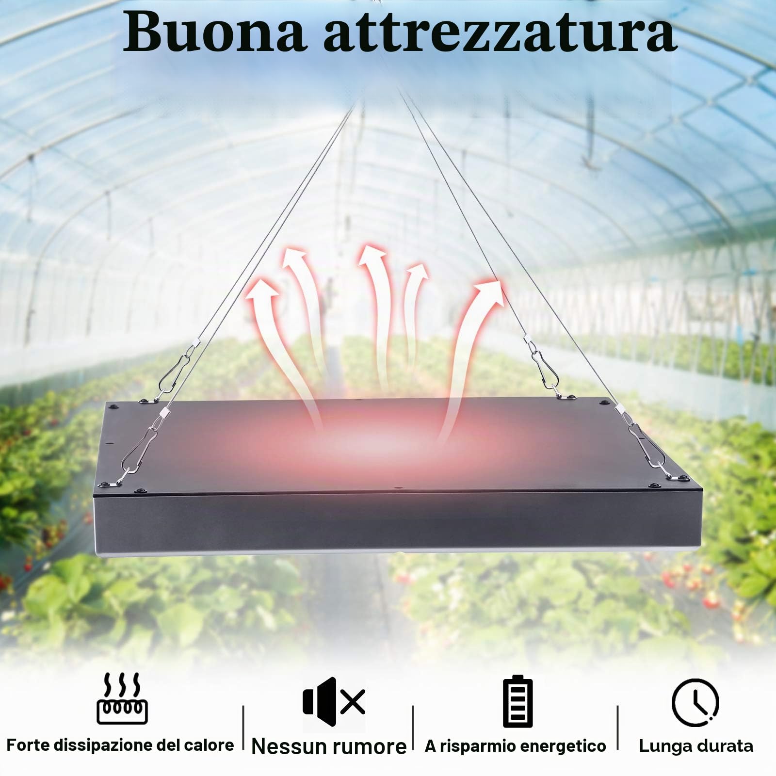 UISEBRT Lampada per piante a LED a spettro completo, 2 x 45 W, 225 LED, rosso e blu, per piante da interno, fiori e verdure, luce diurna (2 x 45 W)