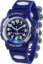 Children's Analogue Watch with Multi-Coloured Lights, 30 Meters Water Resistant Learning Watch with TPU Strap, Outdoor Sports Watches 5-16 Years