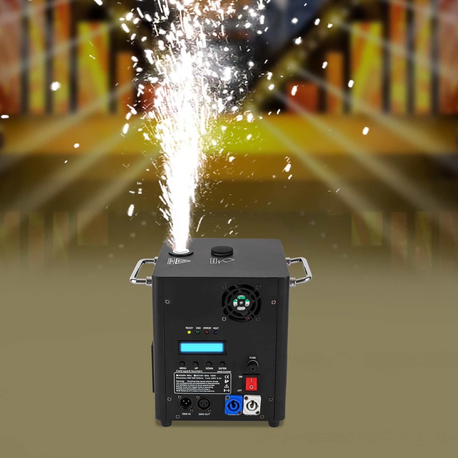 700 W, macchina elettronica per palcoscenico, effetto speciale, fontana per feste, DJ con telecomando, controllo DMX, portatile, ideale per matrimoni ed eventi