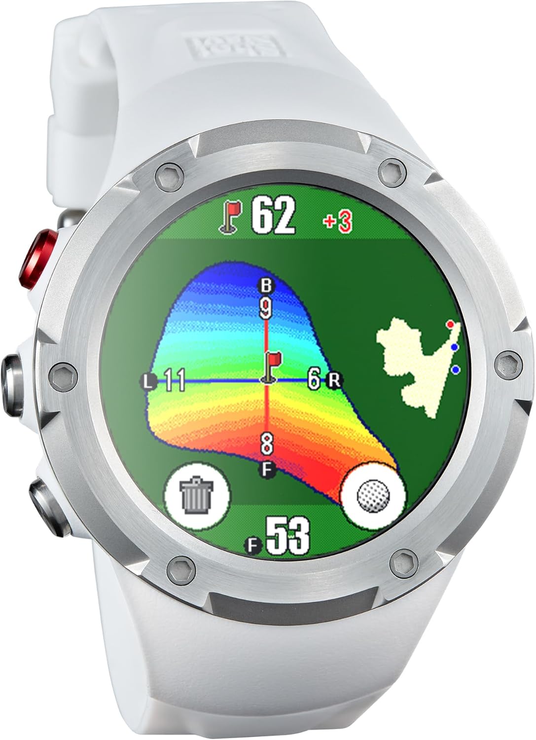Golf GPS Watch, Shot Navi Evolve PRO Touch - 1.4in Touch Panel, Dynamic Green Heatmap, Auto Measure, 8hr GPS, IPX7 Waterproof, 60,000 Courses, Made in Japan (White)