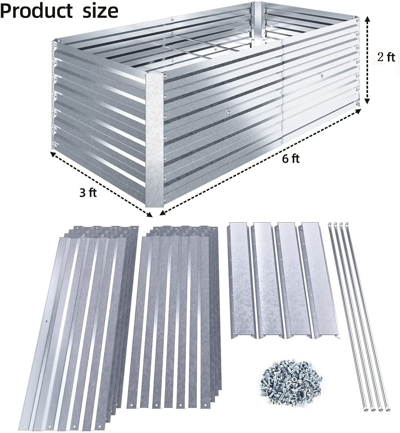 Metal Raised Garden Beds for Vegetables, Ohuhu Heightened 6 x 3 x 2 FT Extra-Large Reinforced Galvanized Steel Raised Boxes, Heavy Duty Planter Box Bed for Growing Flowers, Herbs, Succulents