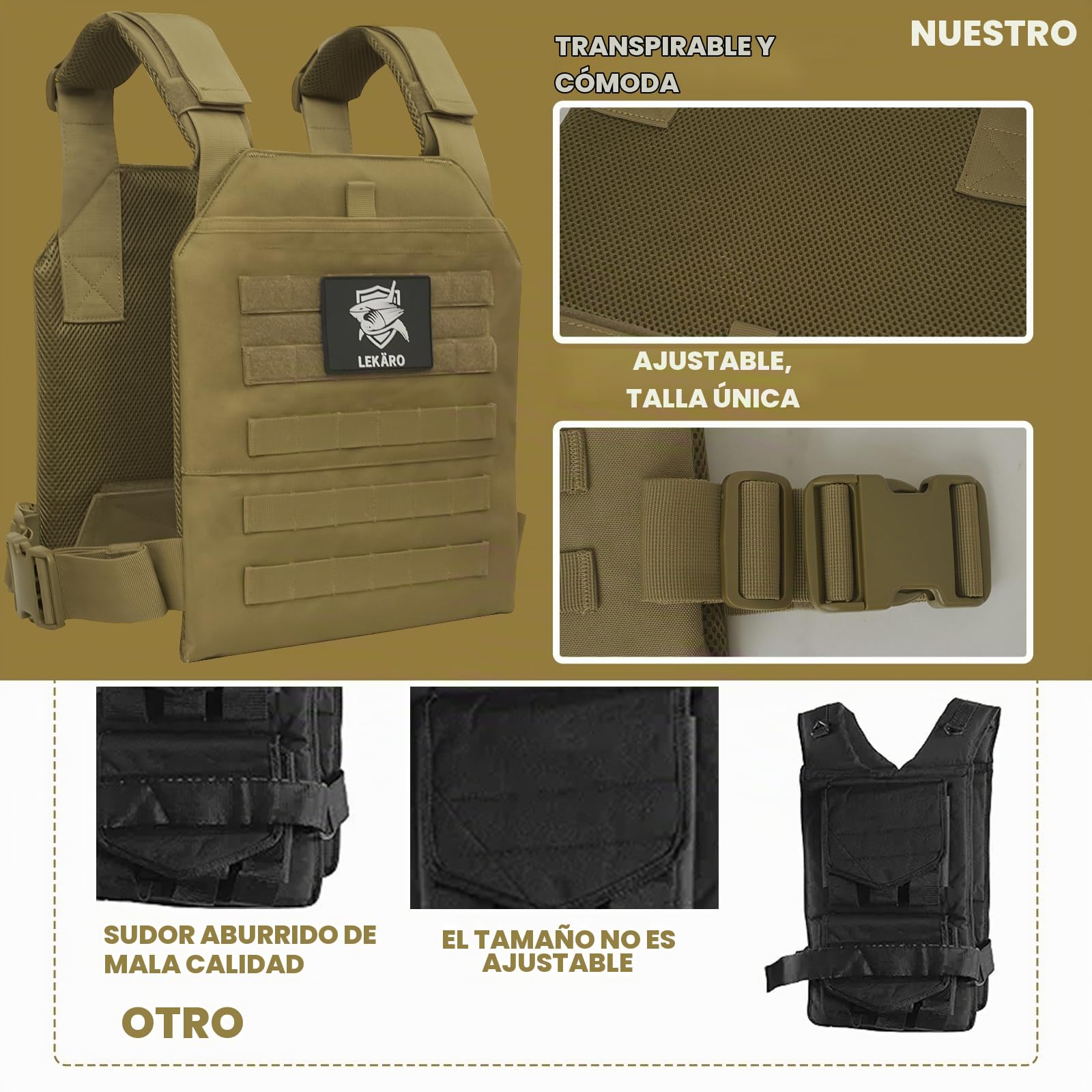 Chaleco con peso ajustable, chalecos de peso táctico para hombres y mujeres, chaleco de peso corporal para entrenamiento de fuerza y resistencia, fitness, correr, WODs (placas de chaleco de peso no