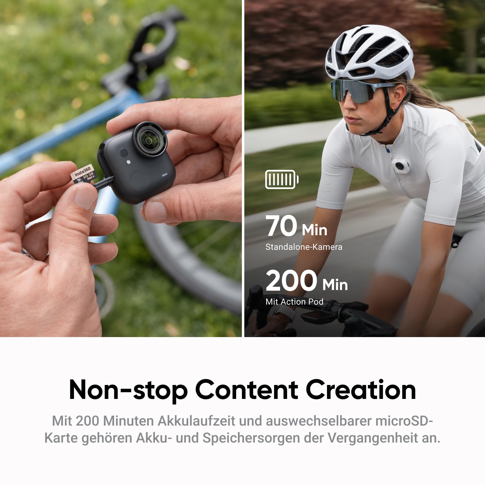 Insta360 GO Ultra Creator Arctic White 4K Kamera FlowState Stabilisierung 200 Minuten Akkulaufzeit