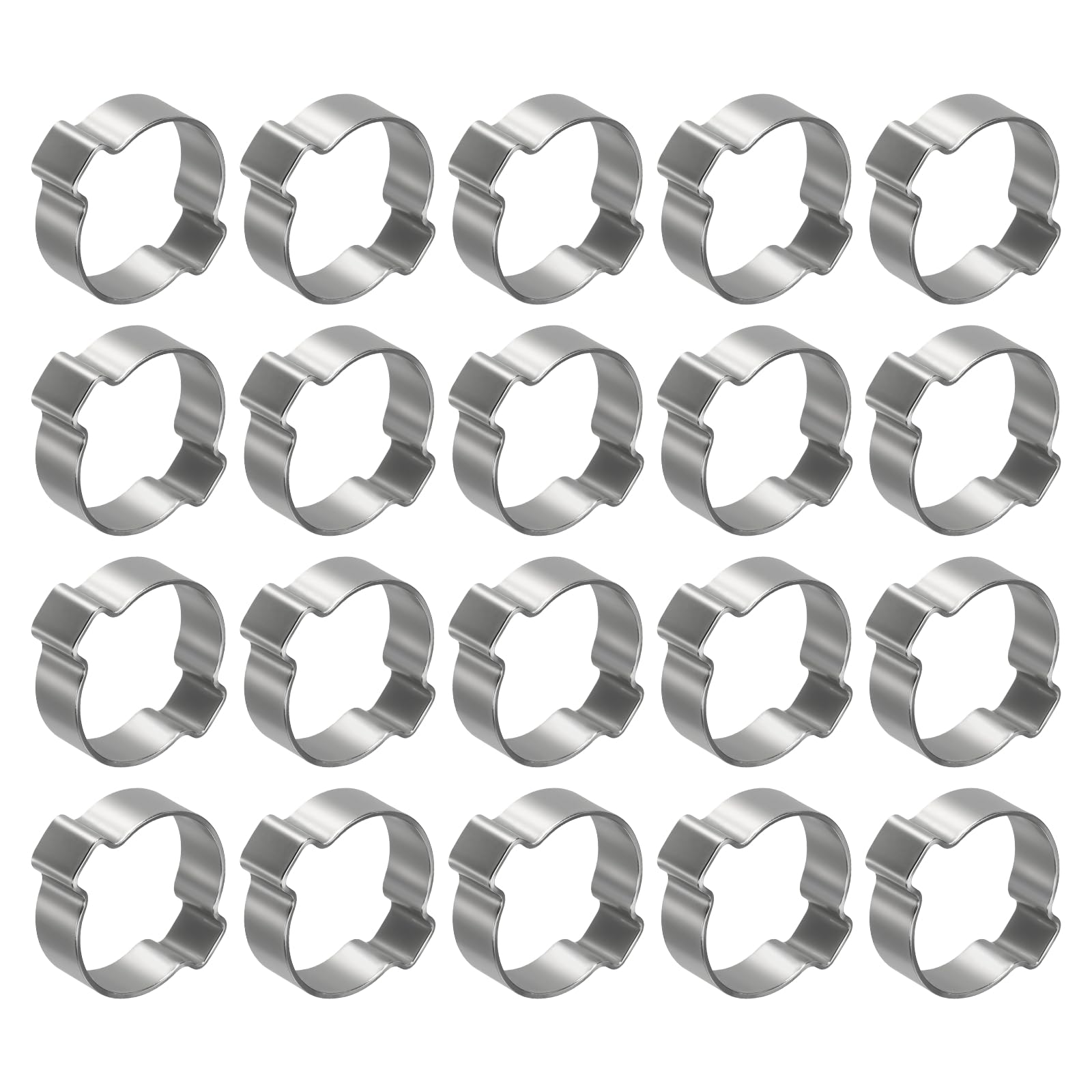 Kozelo 20Pcs Stainless Steel Double Ear Hose Clamps, Adjustable 32-37mm Heavy Duty O Clip Crimp Rings, Two Ears Cinch Rings Crimp Pinch Fitting for Automotive, Tubing, Fuel — image 1