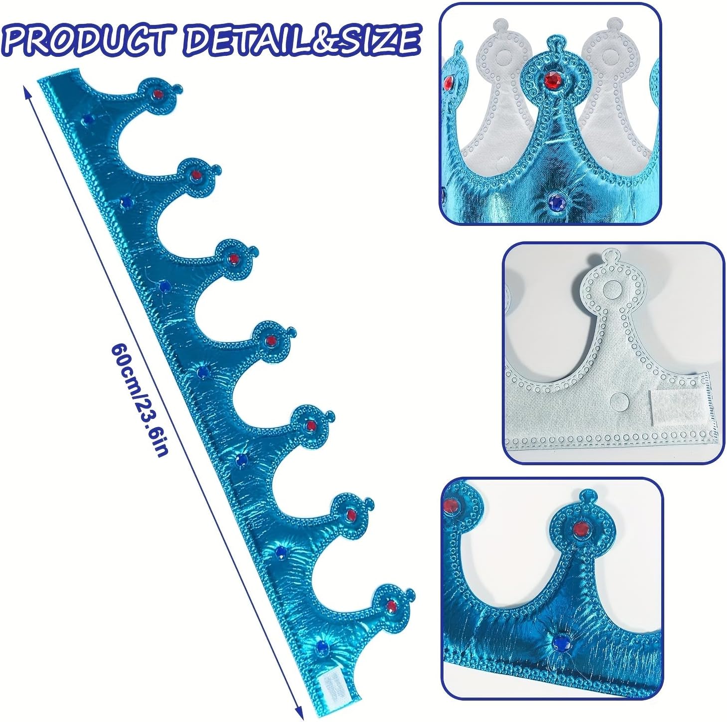 2Pc King Queen Robe Costume Set Medieval Royal Cape Crown,Halloween Cosplay Birthday Party Dress Up Stage Performance - Image 3