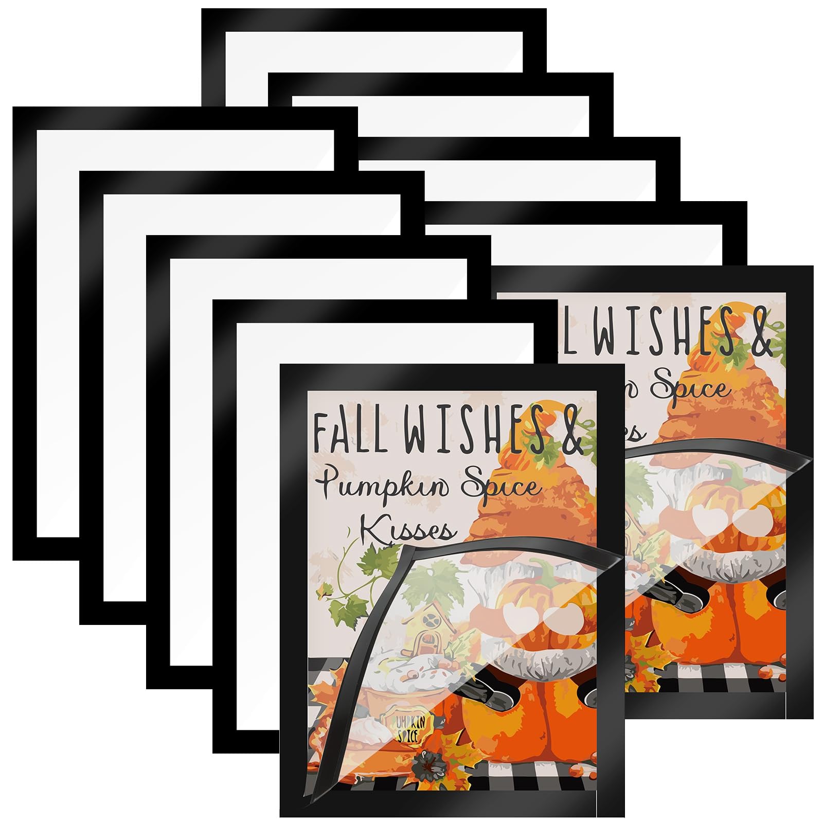 GOYADA 10 PCS A4 Magnetic Picture Frames, Self Adhesive Document Frame on Window, Wall, Door, Refrigerator, Black Window Sign Holder A4 Wall Display Holder for Photos, Ads, Notices and Certificates