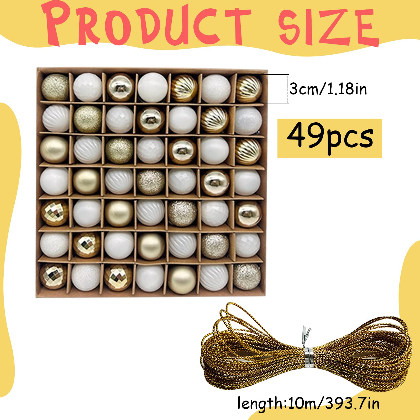 49pcs Boules De Noël, 3CM Boule Sapin De Noel, Boule De