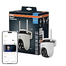 OSRAM Telecamera da esterno SMART+ WiFi 360° 4MP 2K IP65, pan-tilt, visione notturna 10m, compatibile con Alexa, da esterno, bianca