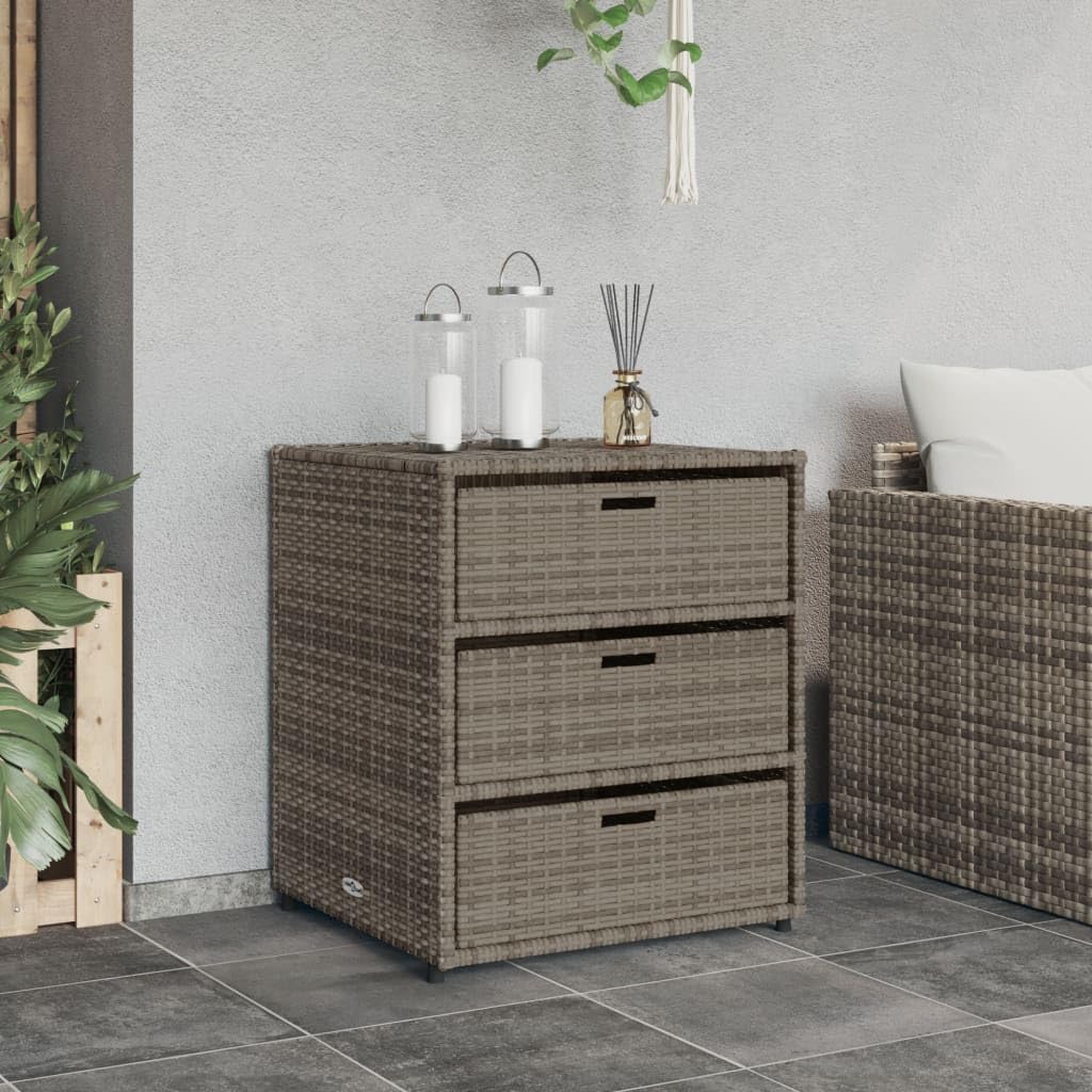 ZEYUAN Gartenschrank Grau 55x59x69 cm Poly Rattan, Geräteschuppen, Gerätehaus, Wetterfest, Outdoor Schrank, Gartenhausschränke, Terrassenschrank - 365557