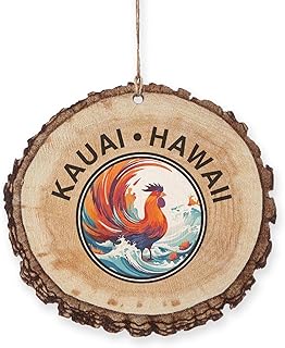 CafePress Kauai Hawaii Rooster (with Black Lettering) Rustic Wood Ornament, 3"x3.25"