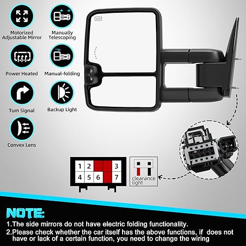 Miniatura 2 de Smoked Power - Espejos de remolque con calefacción compatibles con Chevy Silverado GMC Sierra 2007-2013 (2007 nuevo) 1500 2500 3500 HD, Tahoe