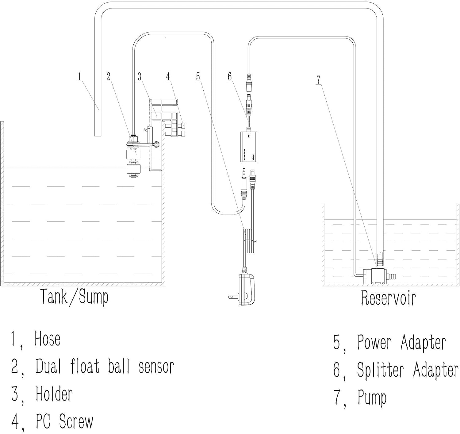 Smart ato System, Aquarium Auto Top Off System, Fish Tank Sump Water Filler Refiller, Automatic ATO System for Aquarium with Pump,Water replenishment system, DIGITEN Smart ato System for fish tank