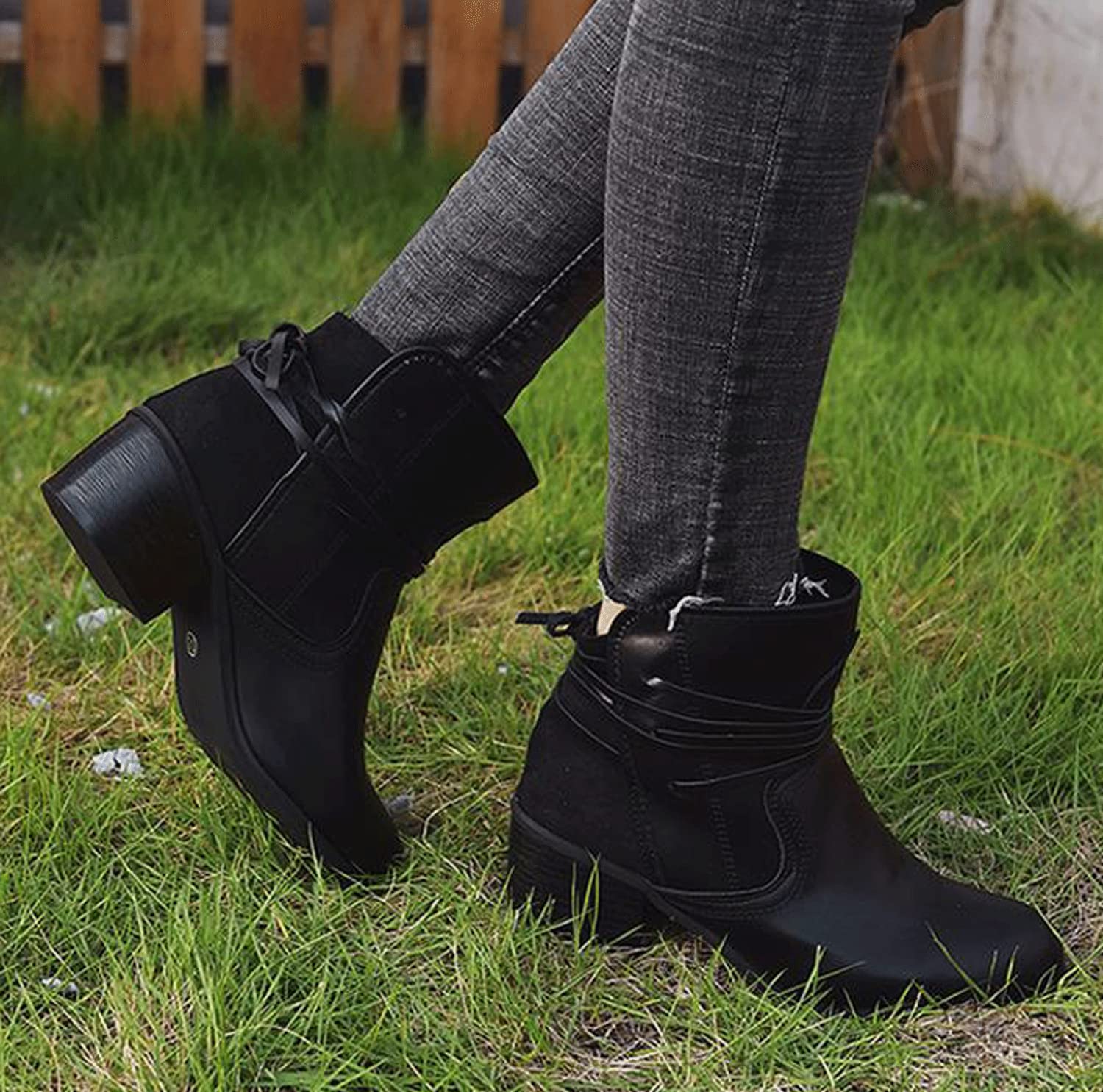 Bottes Cowboy Femme En Daim - Talon Bas - Confortables - Imperméables - Pour Marche Et Randonnée