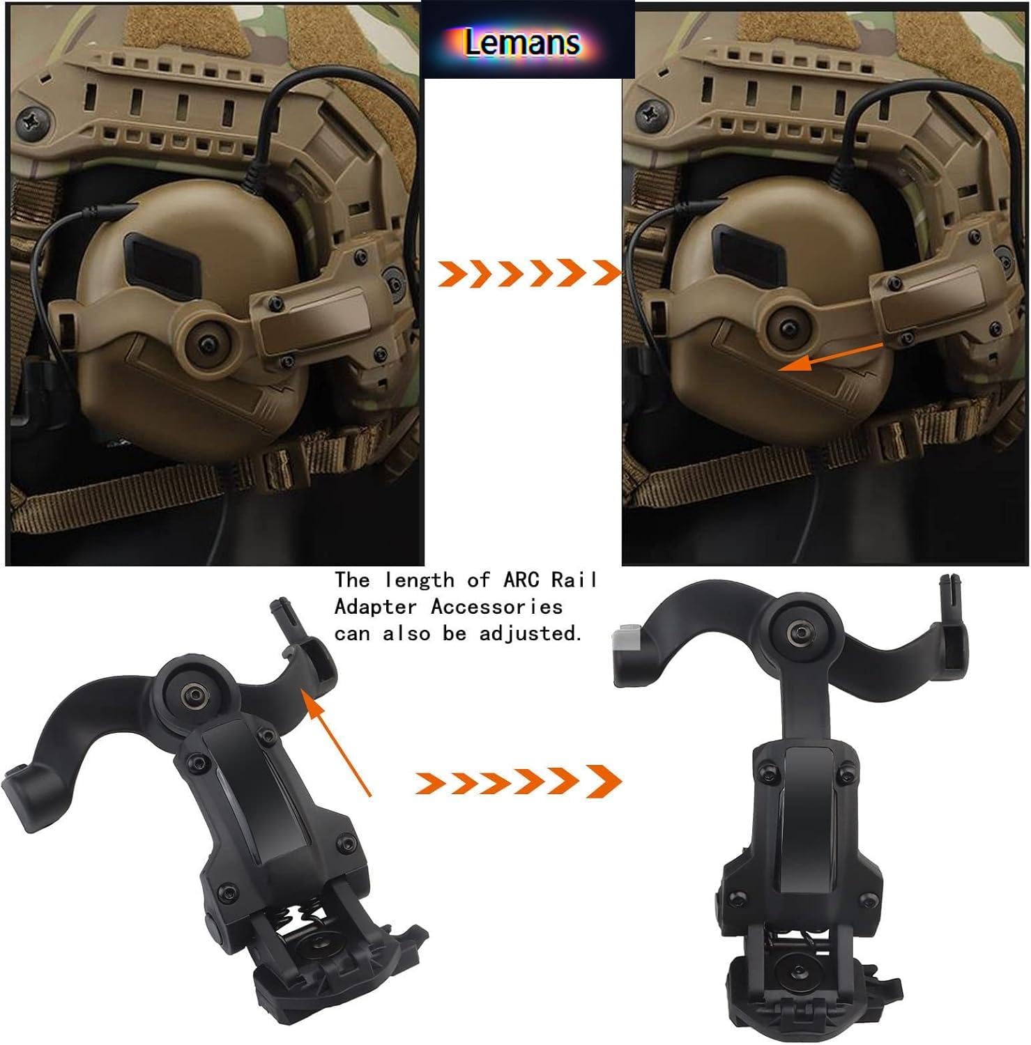 YBJMSFA Tactical Multi-Angle Rotation Helmet Rail Adapter,Tactical Headphone Adapter,For Ops Core Quick ACH Helmet Arc Rail Adapte