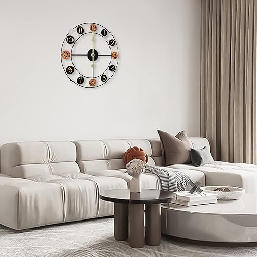Miniatura 8 de Wall Clocks, Large Modern Metal Wall Clocks, Retro Art Design Clock, Arabic Numerals Clock, Wall Decor-50cm, for Living Room, Bedroom, Study,