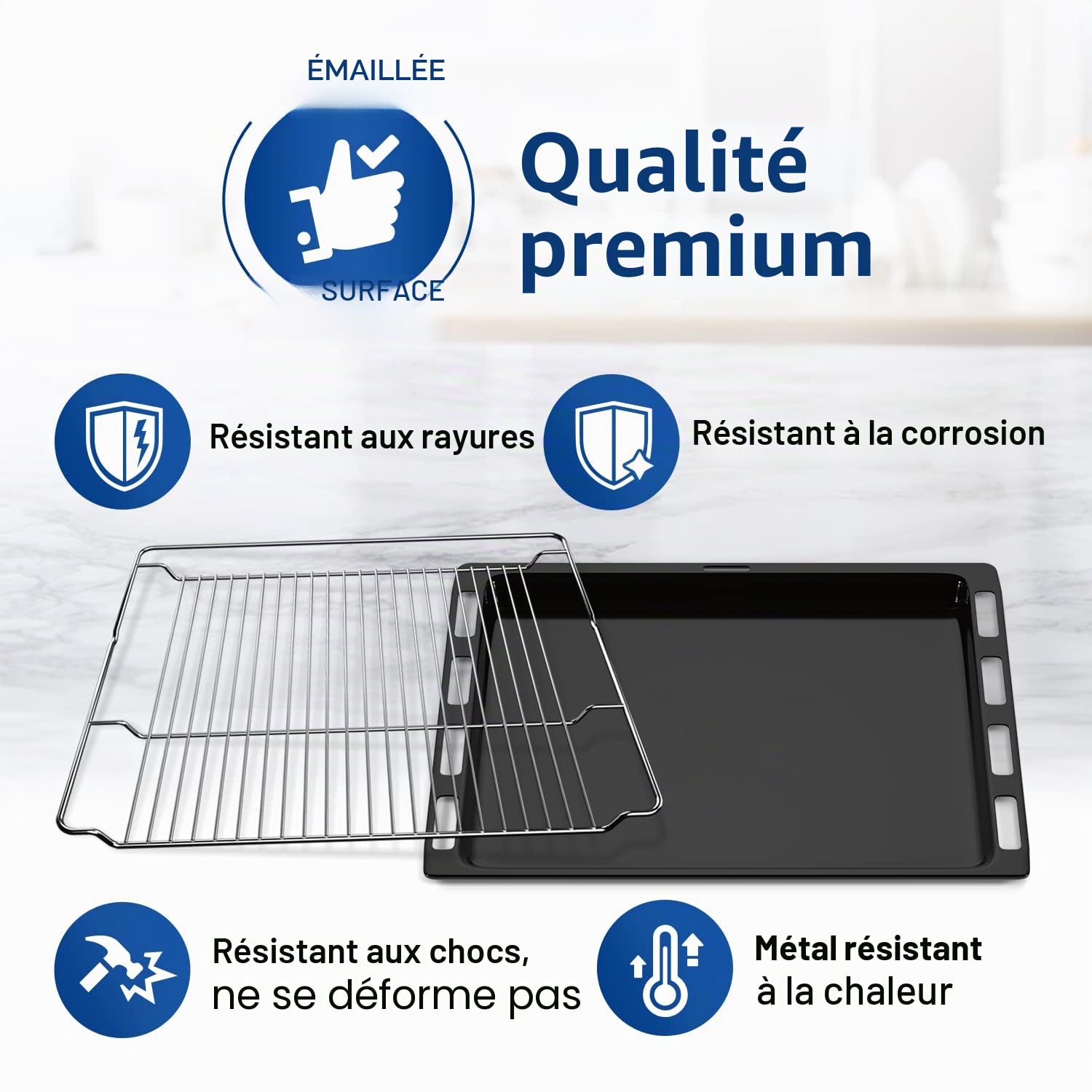 VIOKS Ensemble de Plaque Cuisson Four 465x375 mm et Grille pour Four Bosch 00662999 00574876, Plaque et Grille de Four de Rechange