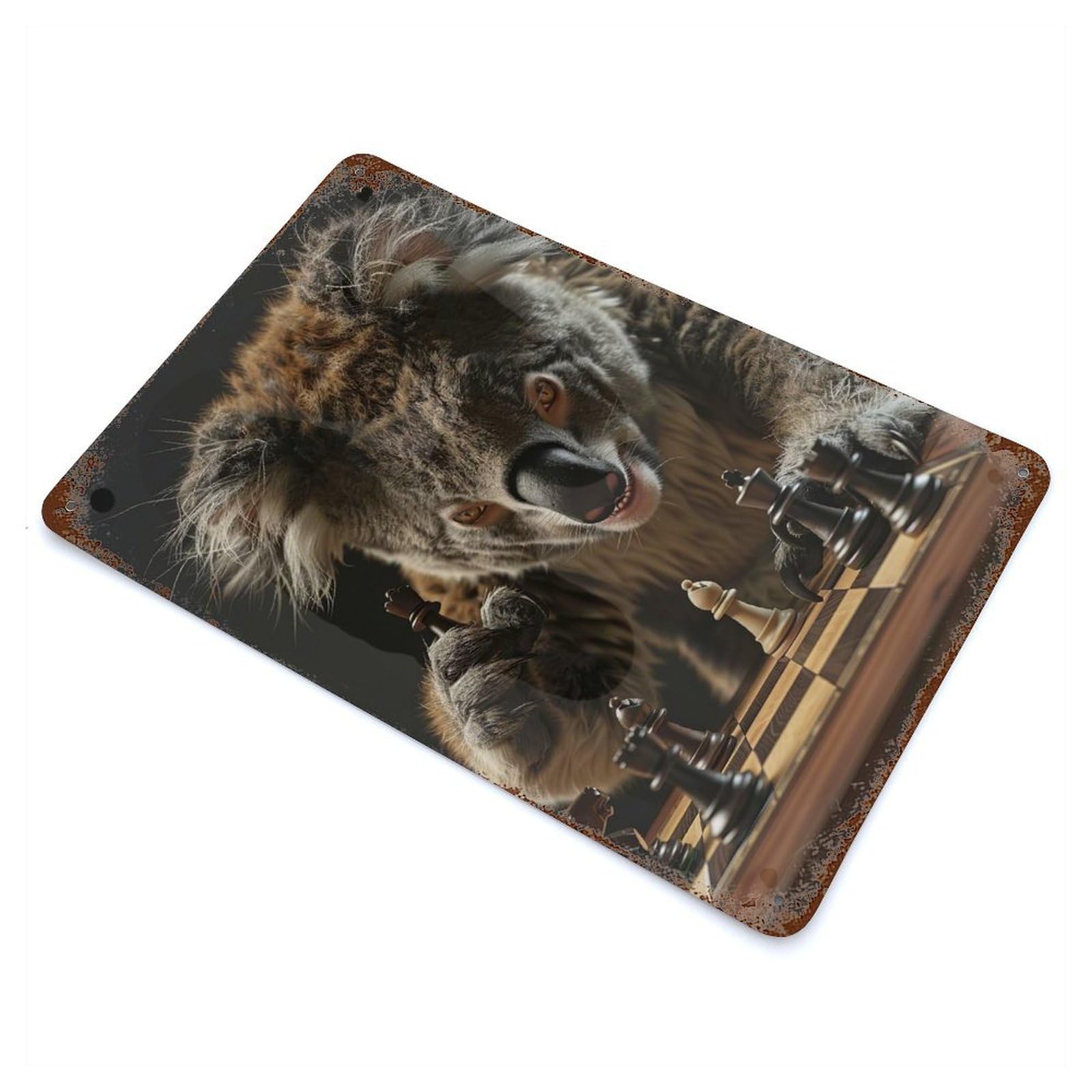 Koala Chess 11.8"x7.9" Retro Metal Sign, Vintage Wall Decor for Garage, Bar And Workshop Decor