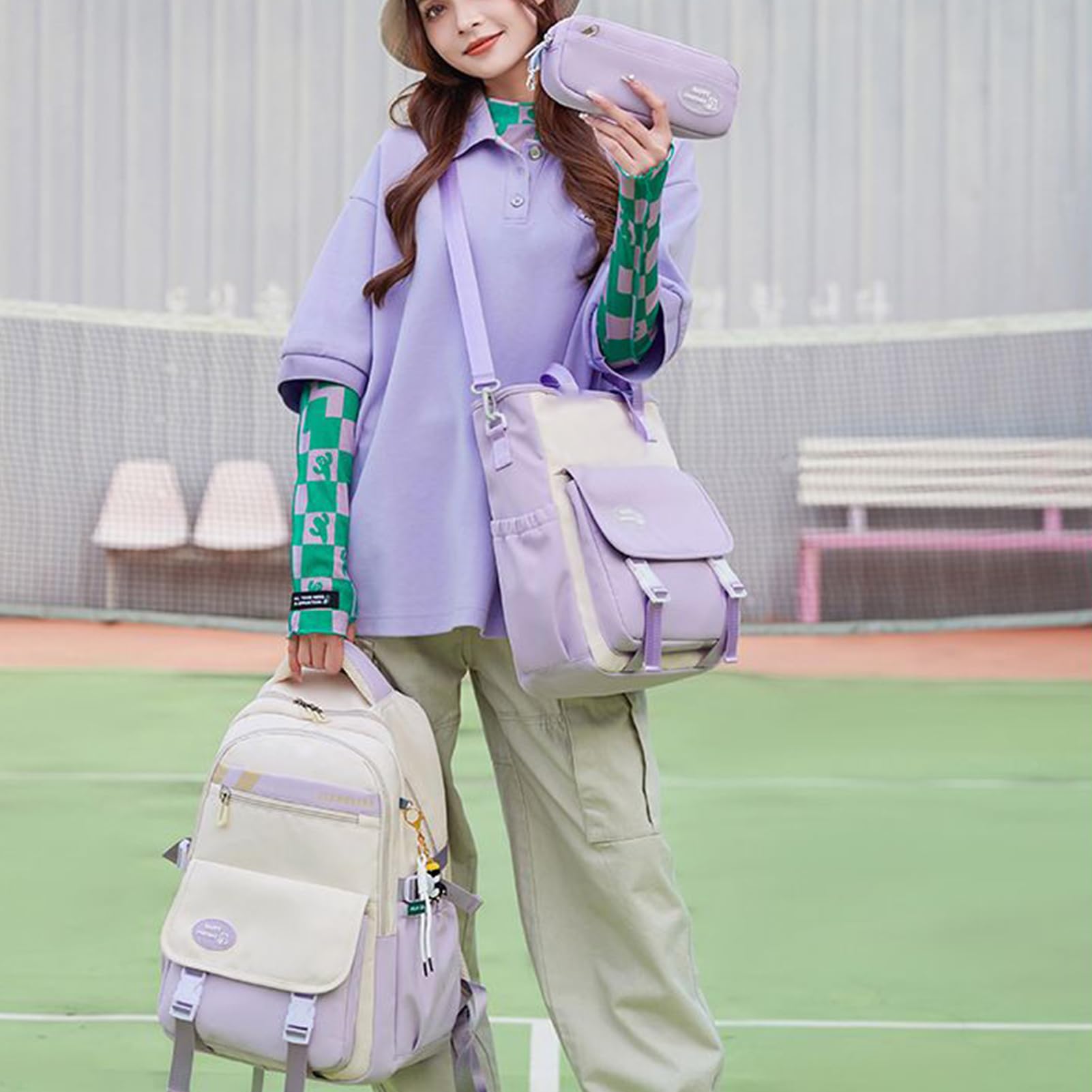 Set zaino – Borsa per libri scolastici, borsa da viaggio, borsa per penne, zaino, organizer quotidiano per bambini, in campeggio per scuole e bambini in età prescolare, per gite in campeggio per