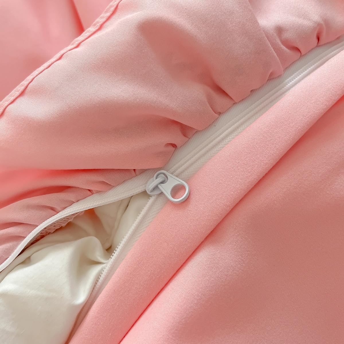 IHOUSTRIY Lace Ruffled Duvet Cover Twin Size, Cute Girls Bedding Set Set with Zipper, 2 Pieces Chic Comforter Cover Set with Black Ruffle - Pink, Twin