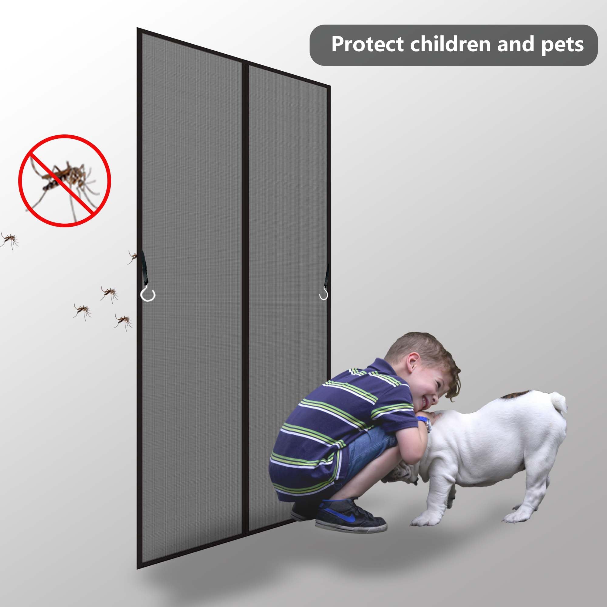 Zanzariera Magnetica per Porta 123 x 228 cm Protezione Insetti, Facile da Montare Senza Forare Zanzariera Magnetica Nero per Bambini e Animali Domestici, Nero
