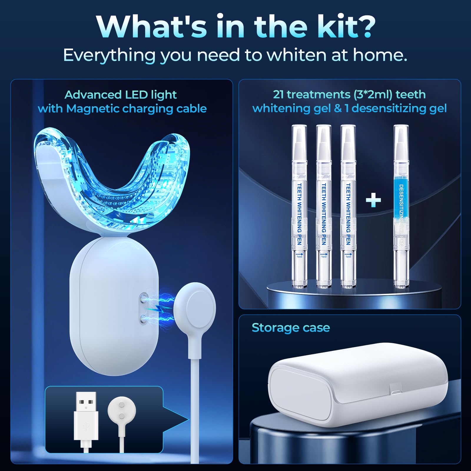 Kit Sbiancante Denti Professionale Sbiancamento Denti - TeethBliss kit sbiancante denti con Lampada LED 32X Elimina le Macchie 3 Gel Sbiancante Denti Sicuro per lo Smalto