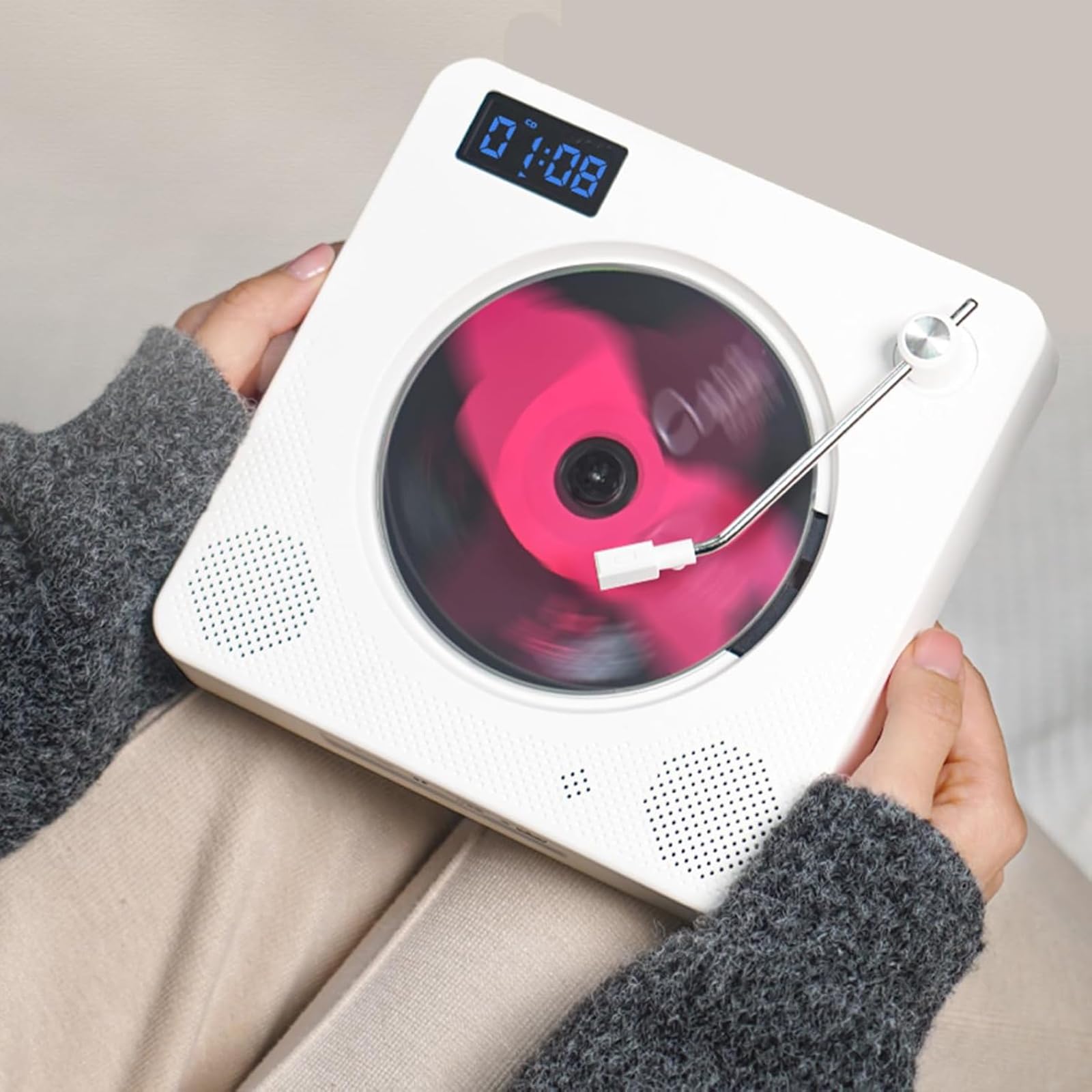 Ścienny odtwarzacz CD, przenośny odtwarzacz CD z Bluetooth 5.0, obsługuje płyty CD/CD-R/CD-RWMP3/WMA, z pilotem zdalnego sterowania, może być transkrypowany na dysk USB, do galerii domu i biura