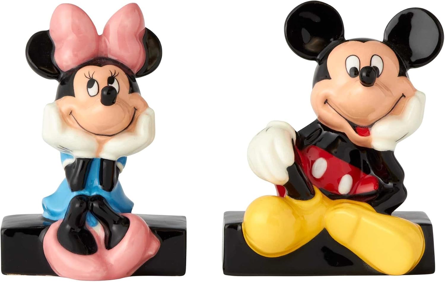Exclusive Enesco Disney Ceramics Mickey and Minnie Mouse Salt and Pepper Shakers, 3.5 Inch, Multicolor