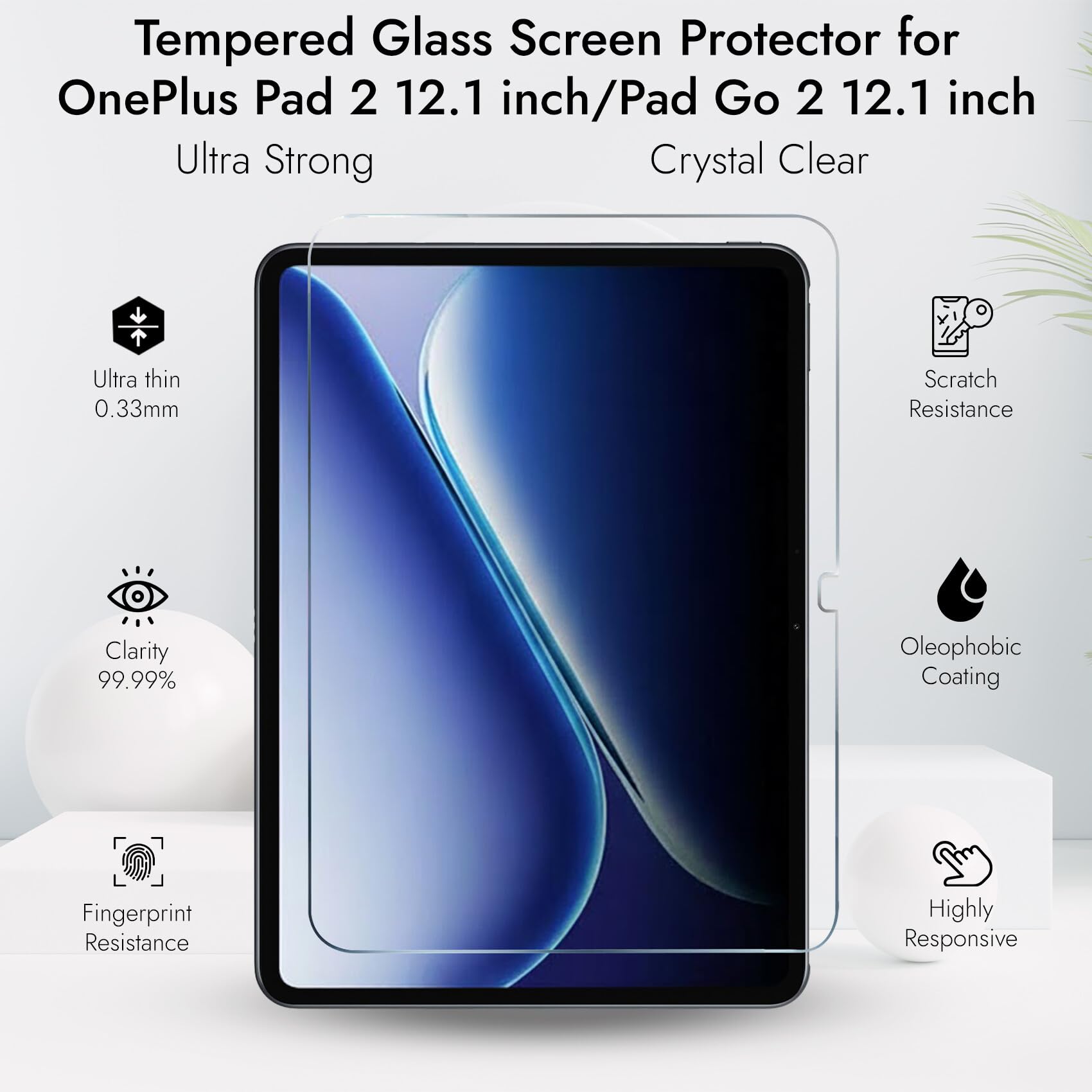 Robustrion Tempered Glass for OnePlus Pad Go 2 / OnePlus Pad 2 12.1",1 Pack — Amazon image 3