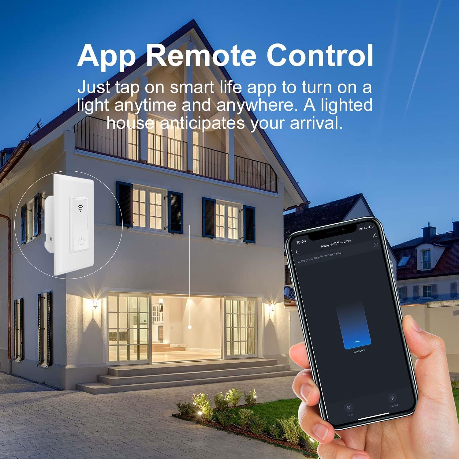 Jinvoo Smart Light Switch, WiFi Light Switch, Smart Wall Light switchh, Alexa Light switchh with Timer, Voice Control, Compatible with Alexa and Google, no hub Required (2-Pack)