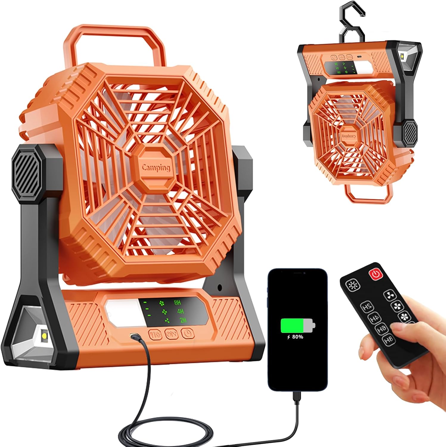 VVU&CCO Table Fan Portable Fan for Camping with LED Lantern,10000mAh Rechargeable Battery,30H Runtime,USB-C Fast Charging,3 Speeds Strong Airflow,Cordless for Travel Barbecue Home Office Tent Desk VVU&CCO Table Fan Portable Fan for Camping with LED Lantern,10000mAh Rechargeable Battery,30H Runtime,USB-C Fast Charging,3 Speeds Strong Airflow,Cordless for Travel Barbecue Home Office Tent Desk