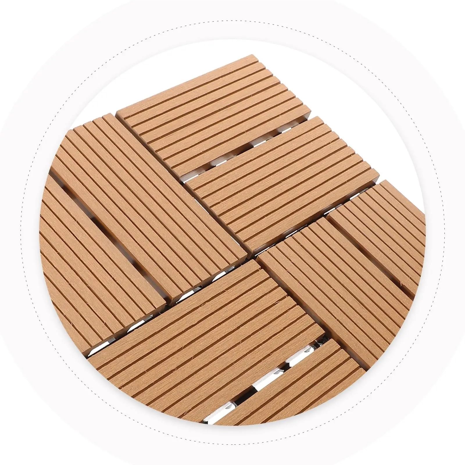 1 metro quadrato 11 pezzi piastrelle for pavimento in plastica di legno giallo for balcone, pavimentazione ad incastro for giardino e patio Per la pavimentazione esterna