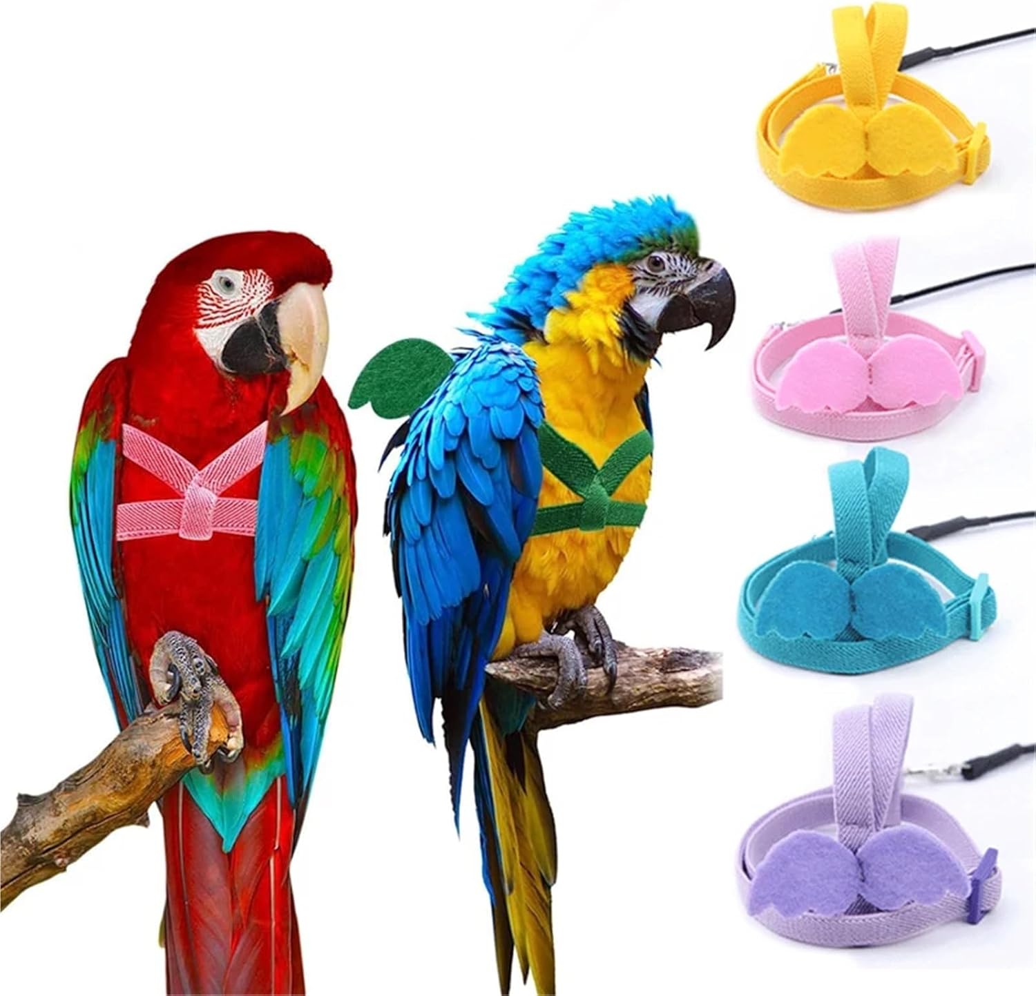 Bird Leash Bird Outdoor Safety Harness Kit (8pcs) - Non-Slip Rope for Flying Training(Yellow)
