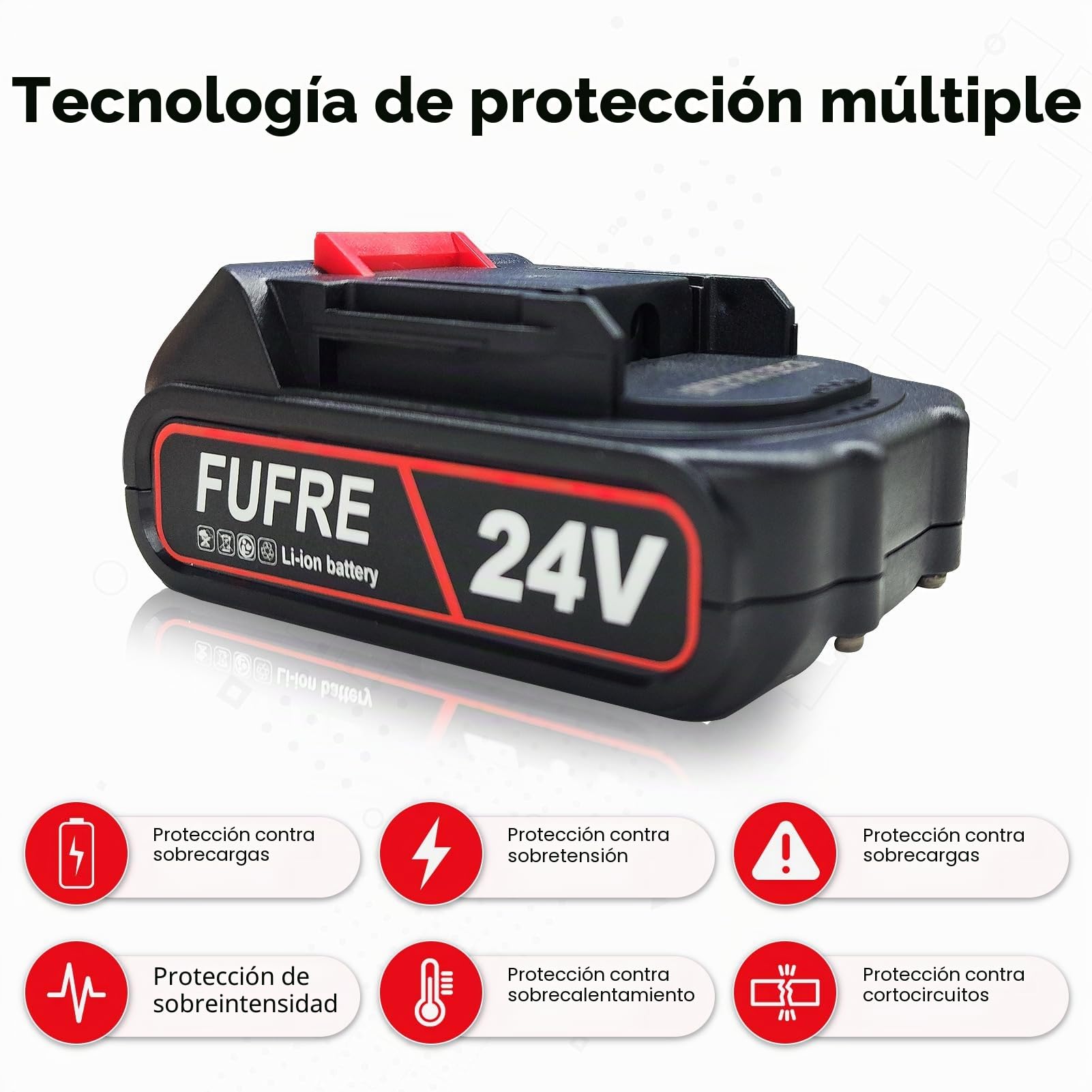 Batería de 24 V (ion de litio, 21 V, 2 baterías de 2000 mAh), inalámbrica, eléctrica, recargable, para motosierra de 4/6 pulgadas, compatible con otros dispositivos eléctricos pequeños
