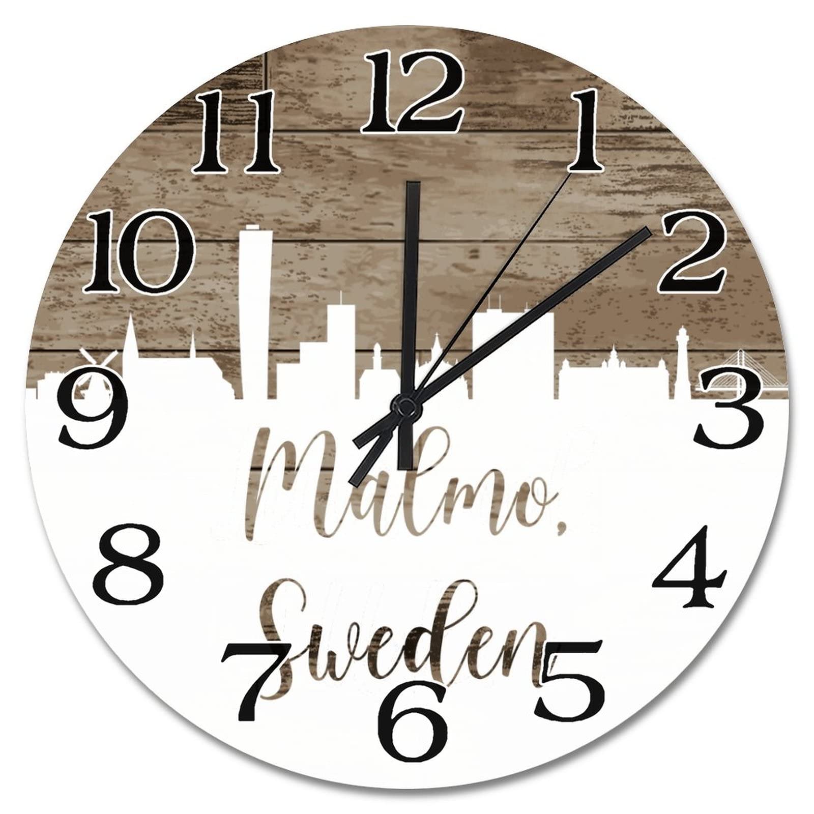 Horloge murale de salon Suède Malmö style ferme et rétro pour chambre et séjour 38cm