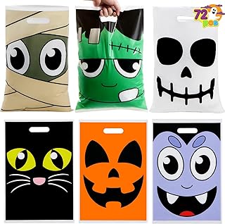 JOYIN 72 Pcs Halloween Goodie Bags for Trick-or-Treating, Halloween Snacks, Halloween Party Favors, Event Party Favor Supplies, Halloween Trick or Treat Bags, Classroom Goody Bags