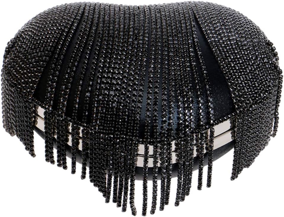 UMREN Women Luxury Heart Shape Tassel Evening Clutch Bag Rhinestones Wedding Party Purse Handbag | Luxury, Heart Shape, Tassel, Evening, Rhinestones, Wedding Party - Image 3