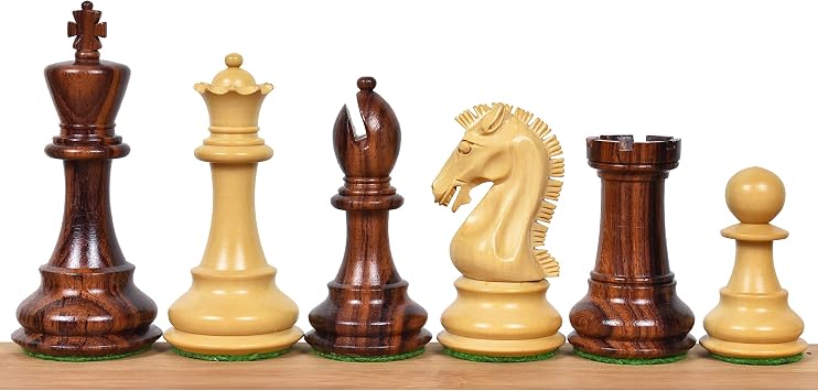 Royal Chess Mall Craftsman Knight Staunton Chess Pieces Only Chess Set, Rosewood Wooden Chess Set, 3.9-in King, Weighted Chess Pieces (2.65 lbs)